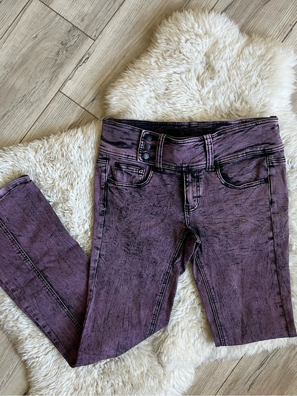 Women's Washed Purple Skinny flare Jeans - Picture 1 of 4